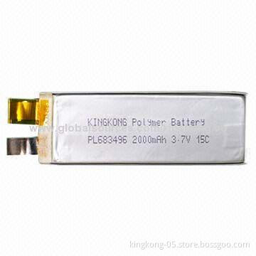 3.7V Li-polymer Rechargeable Battery with 683496 2,000mAh Capacity for GPS, Telephone